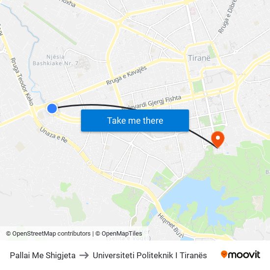 Pallai Me Shigjeta to Universiteti Politeknik I Tiranës map