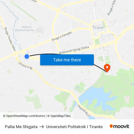 Pallai Me Shigjeta to Universiteti Politeknik I Tiranës map