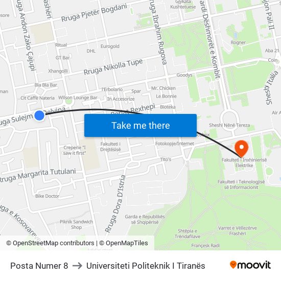 Posta Numer 8 to Universiteti Politeknik I Tiranës map