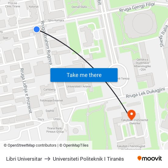 Libri Universitar to Universiteti Politeknik I Tiranës map