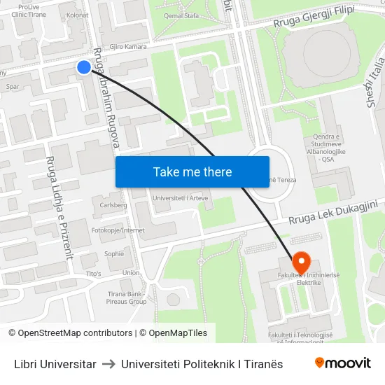 Libri Universitar to Universiteti Politeknik I Tiranës map