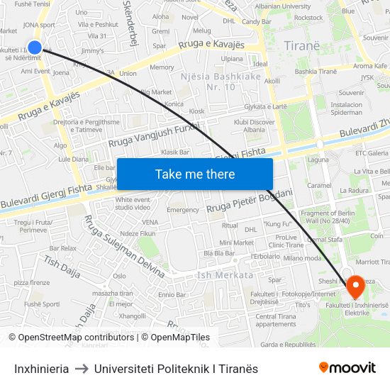 Inxhinieria to Universiteti Politeknik I Tiranës map