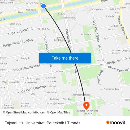 Tajvani to Universiteti Politeknik I Tiranës map