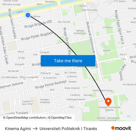 Kinema Agimi to Universiteti Politeknik I Tiranës map
