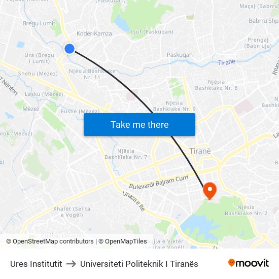 Ures Institutit to Universiteti Politeknik I Tiranës map