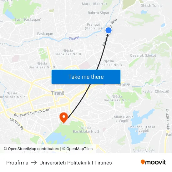 Proafrma to Universiteti Politeknik I Tiranës map