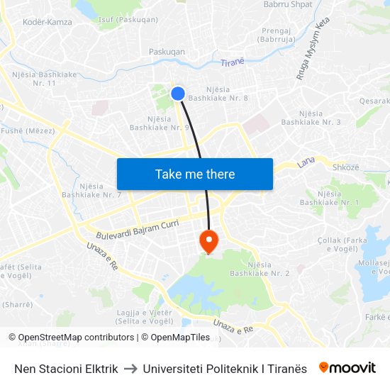 Nen Stacioni Elktrik to Universiteti Politeknik I Tiranës map