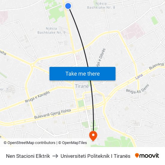 Nen Stacioni Elktrik to Universiteti Politeknik I Tiranës map