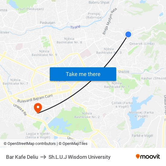Bar Kafe Deliu to Sh.L.U.J Wisdom University map