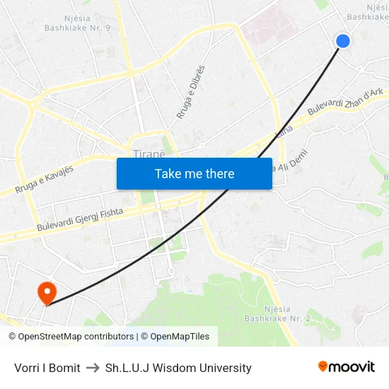 Vorri I Bomit to Sh.L.U.J Wisdom University map
