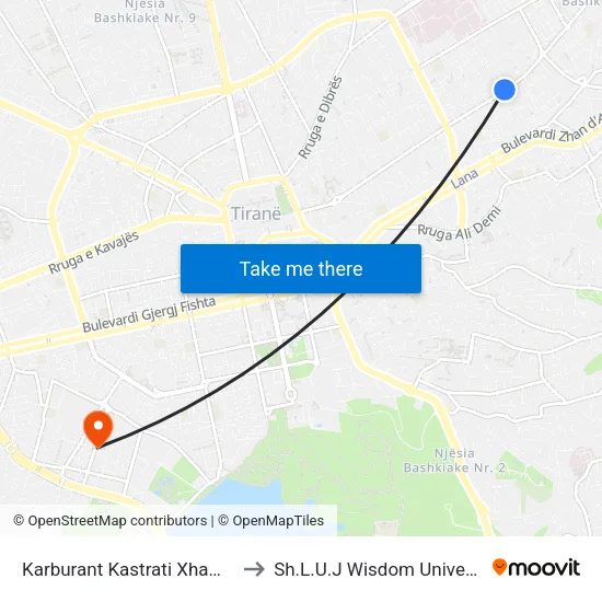 Karburant Kastrati Xhamillik to Sh.L.U.J Wisdom University map