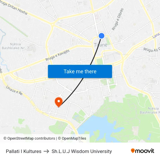 Pallati I Kultures to Sh.L.U.J Wisdom University map