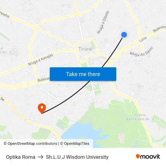 Optika Roma to Sh.L.U.J Wisdom University map