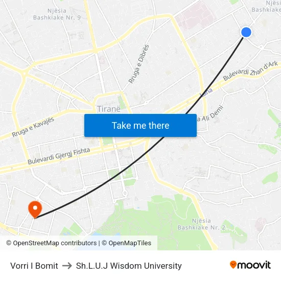 Vorri I Bomit to Sh.L.U.J Wisdom University map