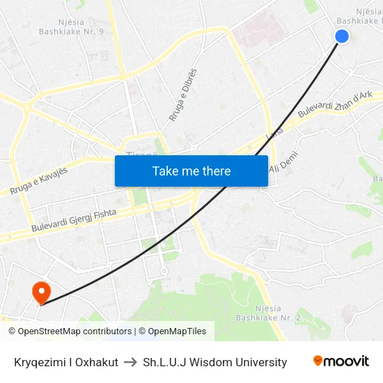 Kryqezimi I Oxhakut to Sh.L.U.J Wisdom University map
