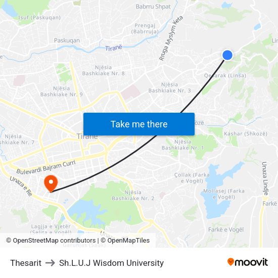 Thesarit to Sh.L.U.J Wisdom University map