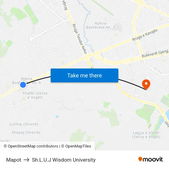 Mapot to Sh.L.U.J Wisdom University map