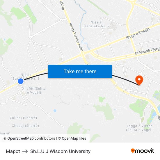 Mapot to Sh.L.U.J Wisdom University map