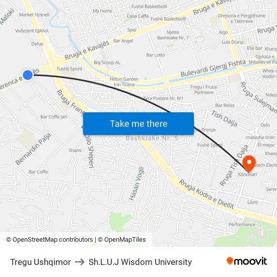 Tregu Ushqimor to Sh.L.U.J Wisdom University map