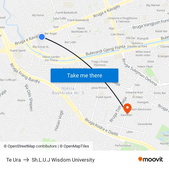 Te Ura to Sh.L.U.J Wisdom University map