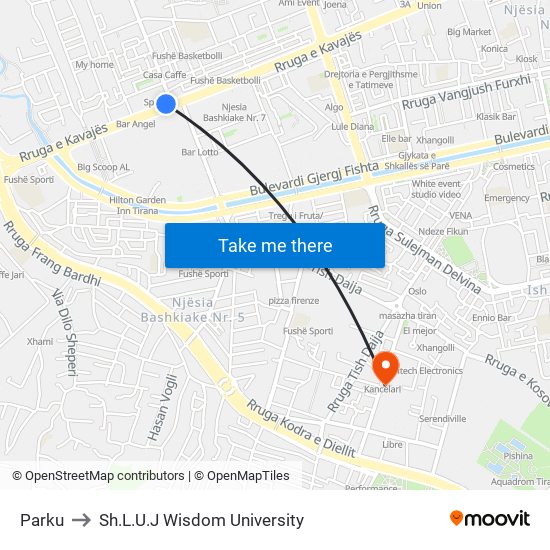 Parku to Sh.L.U.J Wisdom University map