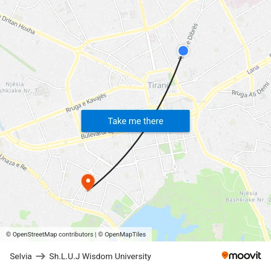 Selvia to Sh.L.U.J Wisdom University map