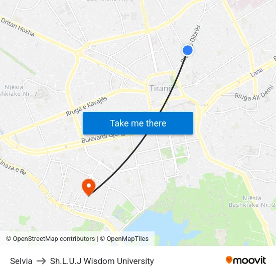 Selvia to Sh.L.U.J Wisdom University map