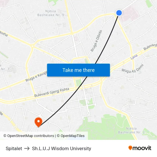 Spitalet to Sh.L.U.J Wisdom University map