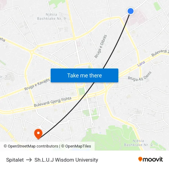 Spitalet to Sh.L.U.J Wisdom University map