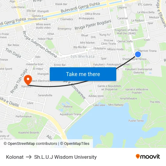 Kolonat to Sh.L.U.J Wisdom University map