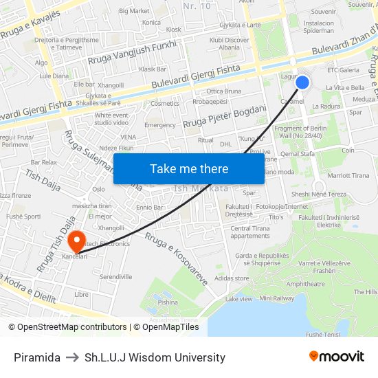 Piramida to Sh.L.U.J Wisdom University map