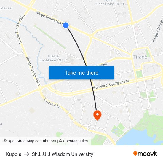 Kupola to Sh.L.U.J Wisdom University map