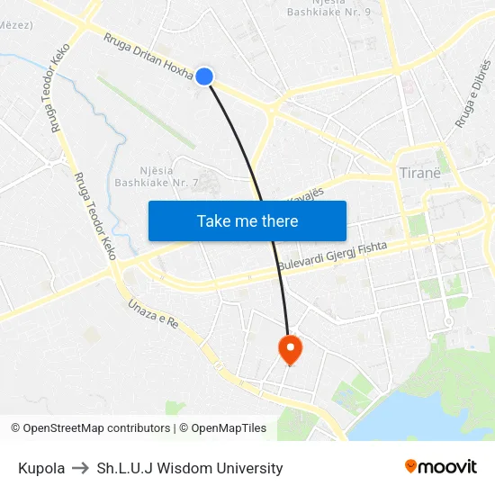 Kupola to Sh.L.U.J Wisdom University map