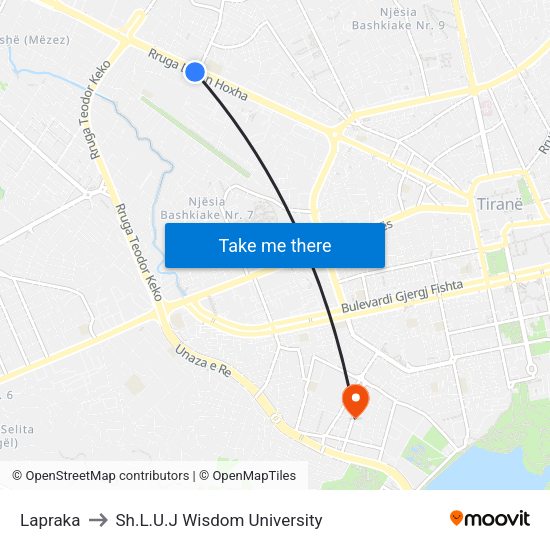 Lapraka to Sh.L.U.J Wisdom University map