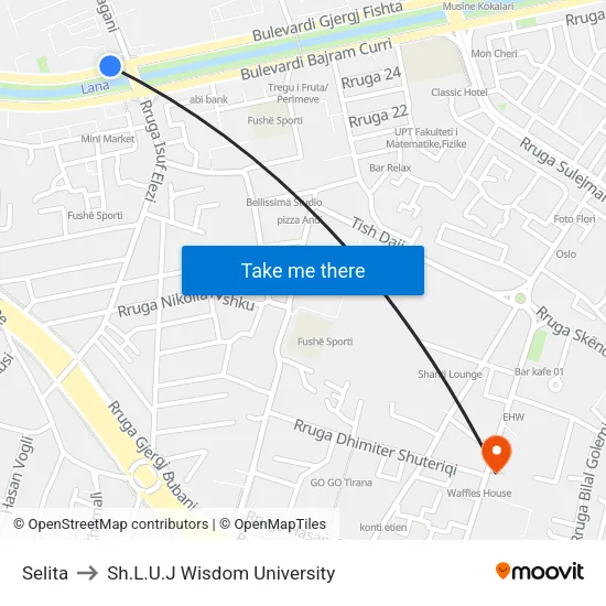 Selita to Sh.L.U.J Wisdom University map