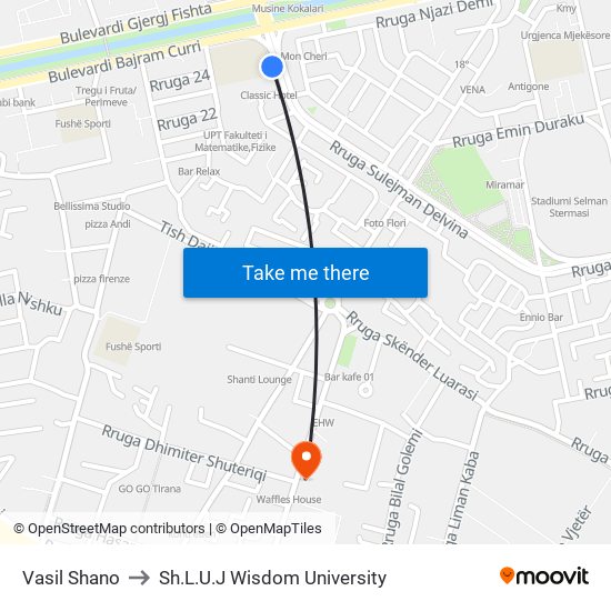 Vasil Shano to Sh.L.U.J Wisdom University map