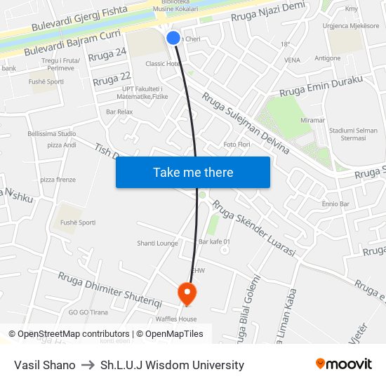 Vasil Shano to Sh.L.U.J Wisdom University map