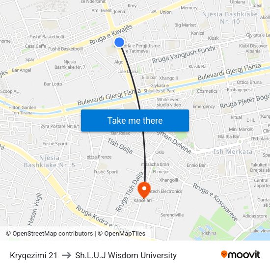Kryqezimi 21 to Sh.L.U.J Wisdom University map