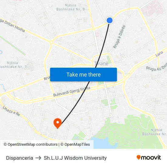 Dispanceria to Sh.L.U.J Wisdom University map