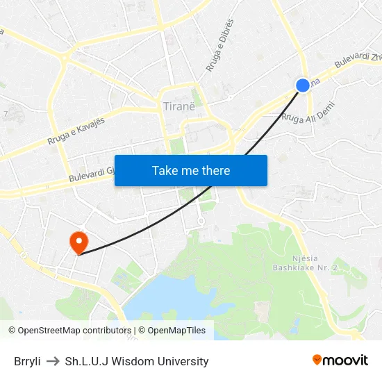 Brryli to Sh.L.U.J Wisdom University map