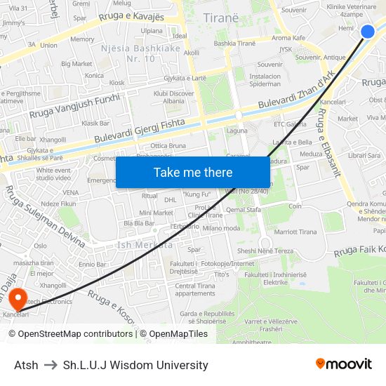 Atsh to Sh.L.U.J Wisdom University map