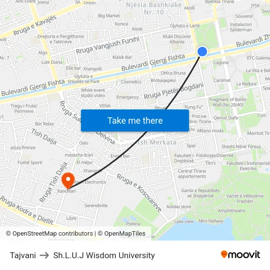 Tajvani to Sh.L.U.J Wisdom University map