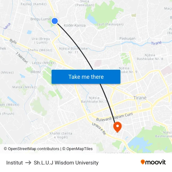 Institut to Sh.L.U.J Wisdom University map