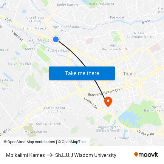 Mbikalimi Kamez to Sh.L.U.J Wisdom University map