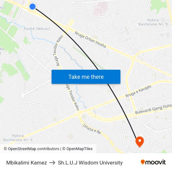 Mbikalimi Kamez to Sh.L.U.J Wisdom University map