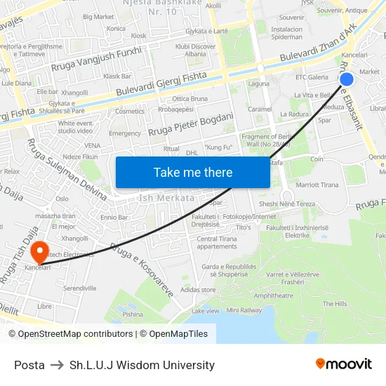 Posta to Sh.L.U.J Wisdom University map
