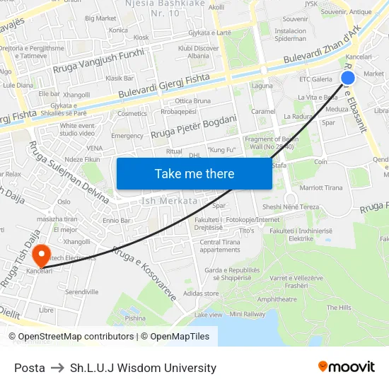 Posta to Sh.L.U.J Wisdom University map