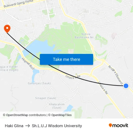Haki Glina to Sh.L.U.J Wisdom University map