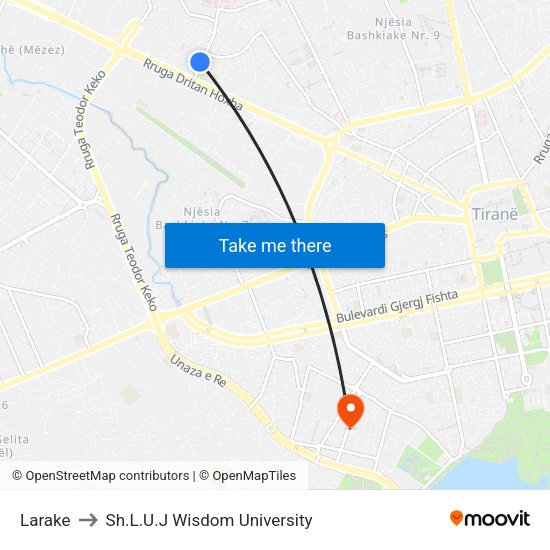 Larake to Sh.L.U.J Wisdom University map