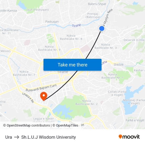 Ura to Sh.L.U.J Wisdom University map